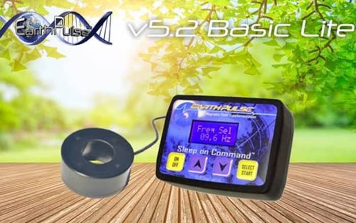 EarthPulse V5 PEMF device with controller displayed against natural background