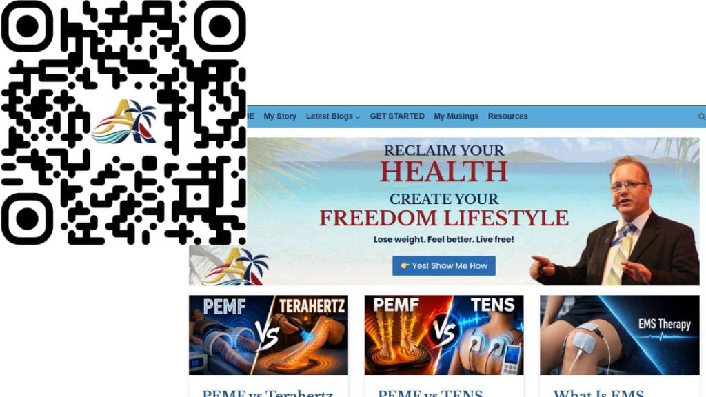 QR code for website example with logo in center and website preview screenshot