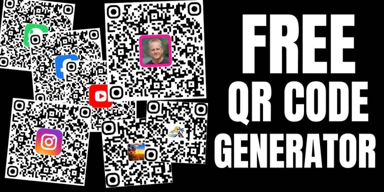 free QR code generator with logo example showing multiple QR codes with social media and image icons