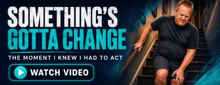 Something’s Gotta Change banner showing Andrew’s journey from daily pain to a turning point.