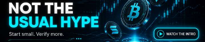 One Trade promotional banner with crypto trading visuals and the headline Not the Usual Hype.
