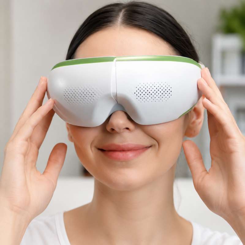 Guest wearing the OlyLife Galaxy G1 Eye Device during a wellness experience at Twelftree Wellness Centre