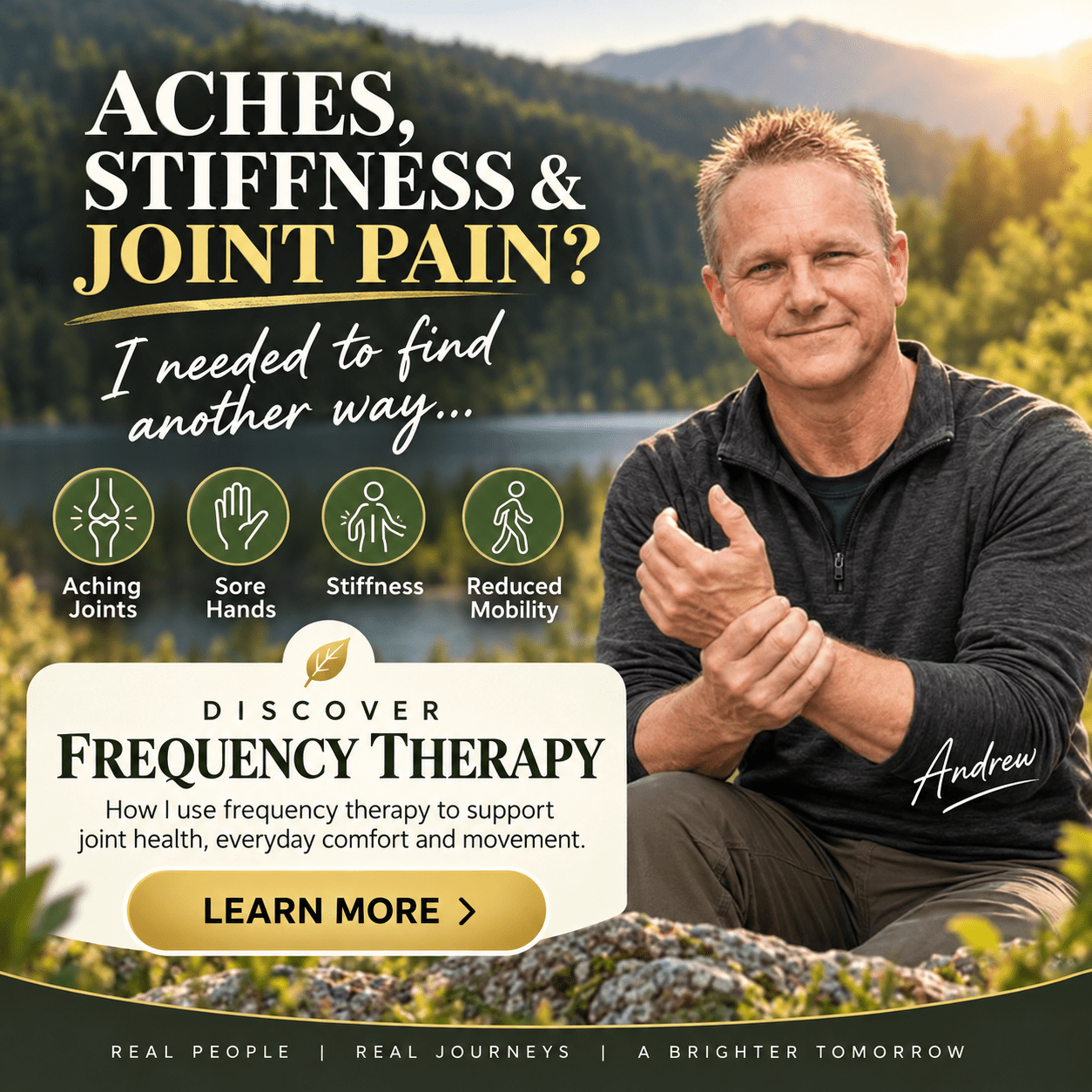 Andrew Twelftree shares his personal journey exploring frequency therapy to support joint comfort, mobility, and overall wellbeing.